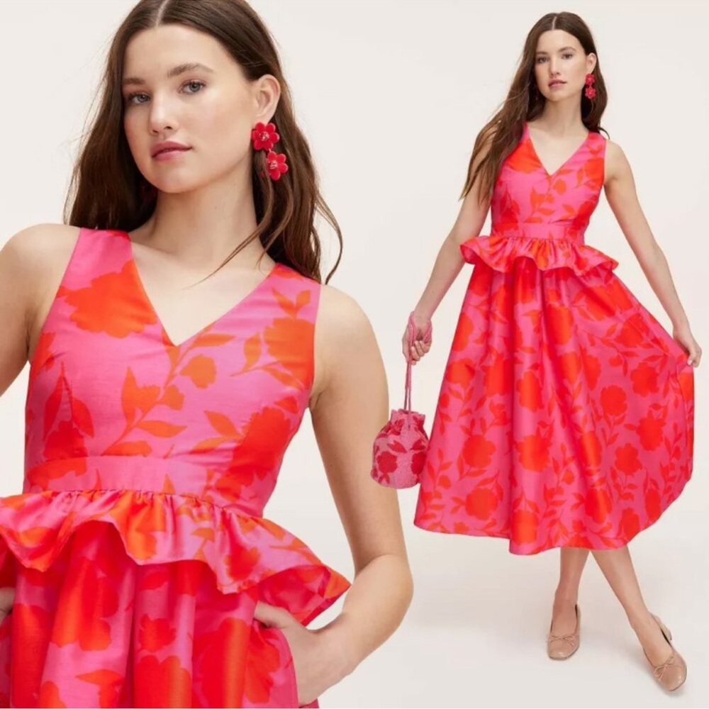 NWT Kate Spade New York x Target Classic Rose Peplum Midi Dress Size 12